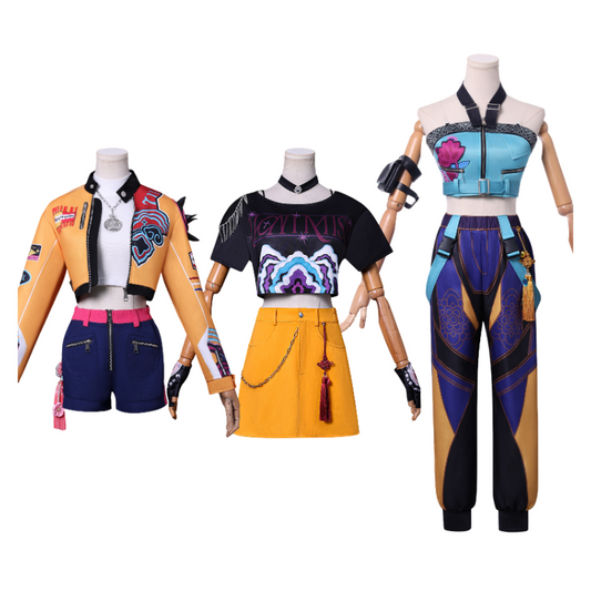 Halloween Kpop Demon Hunters Full Cosplay Set Costume Wig & Bracelet Accessories(Adult & Kids Sizes)