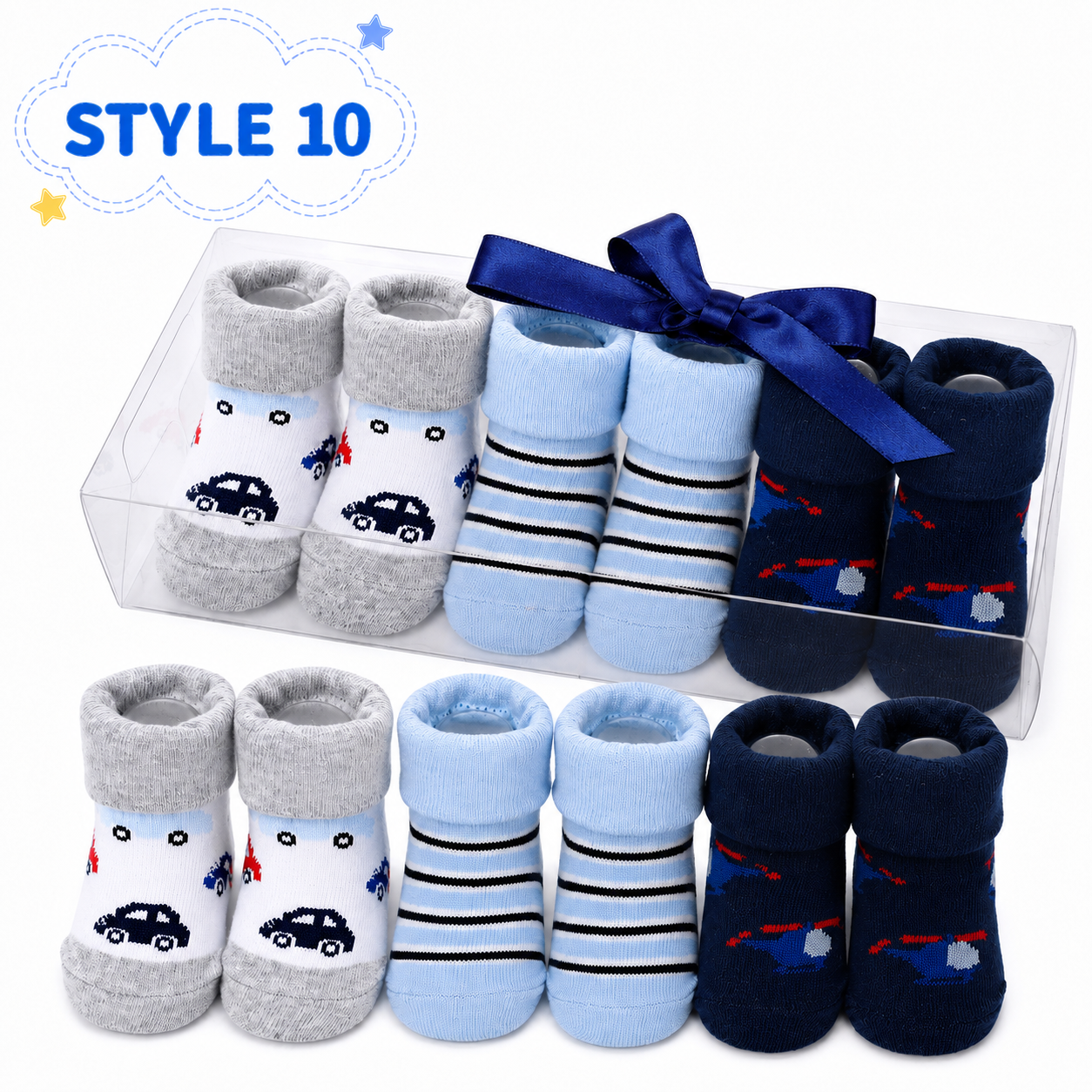 3-Pair Baby Socks Gift Set – Cute Bootie Socks for Boys & Girls