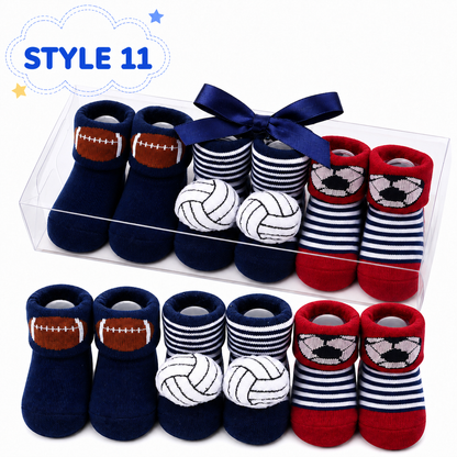 3-Pair Baby Socks Gift Set – Cute Bootie Socks for Boys & Girls