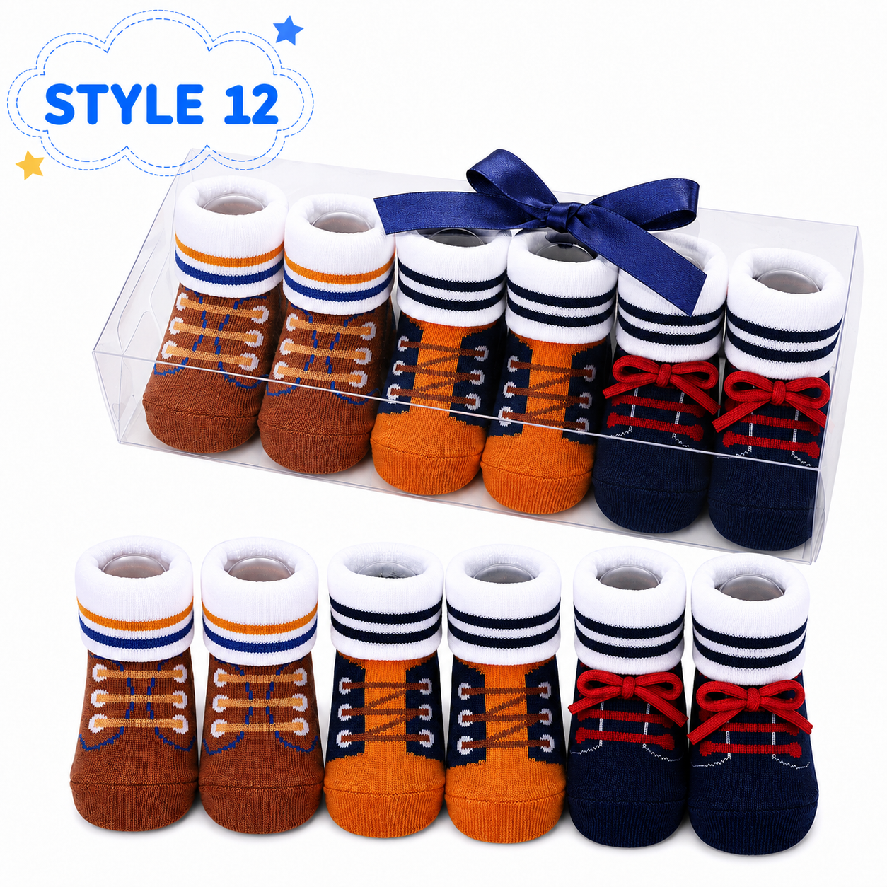 3-Pair Baby Socks Gift Set – Cute Bootie Socks for Boys & Girls