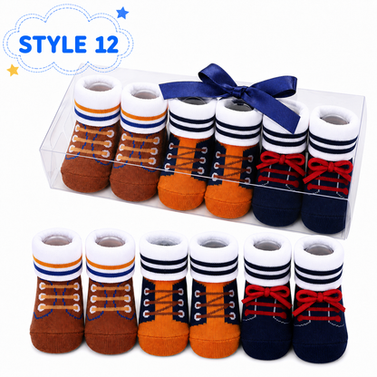 3-Pair Baby Socks Gift Set – Cute Bootie Socks for Boys & Girls