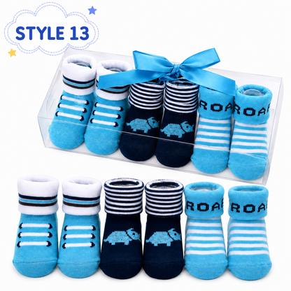 3-Pair Baby Socks Gift Set – Cute Bootie Socks for Boys & Girls