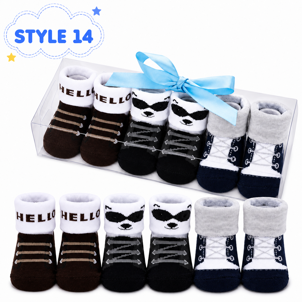 3-Pair Baby Socks Gift Set – Cute Bootie Socks for Boys & Girls