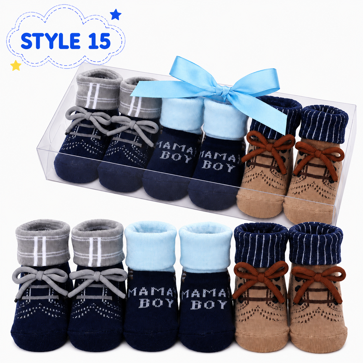 3-Pair Baby Socks Gift Set – Cute Bootie Socks for Boys & Girls