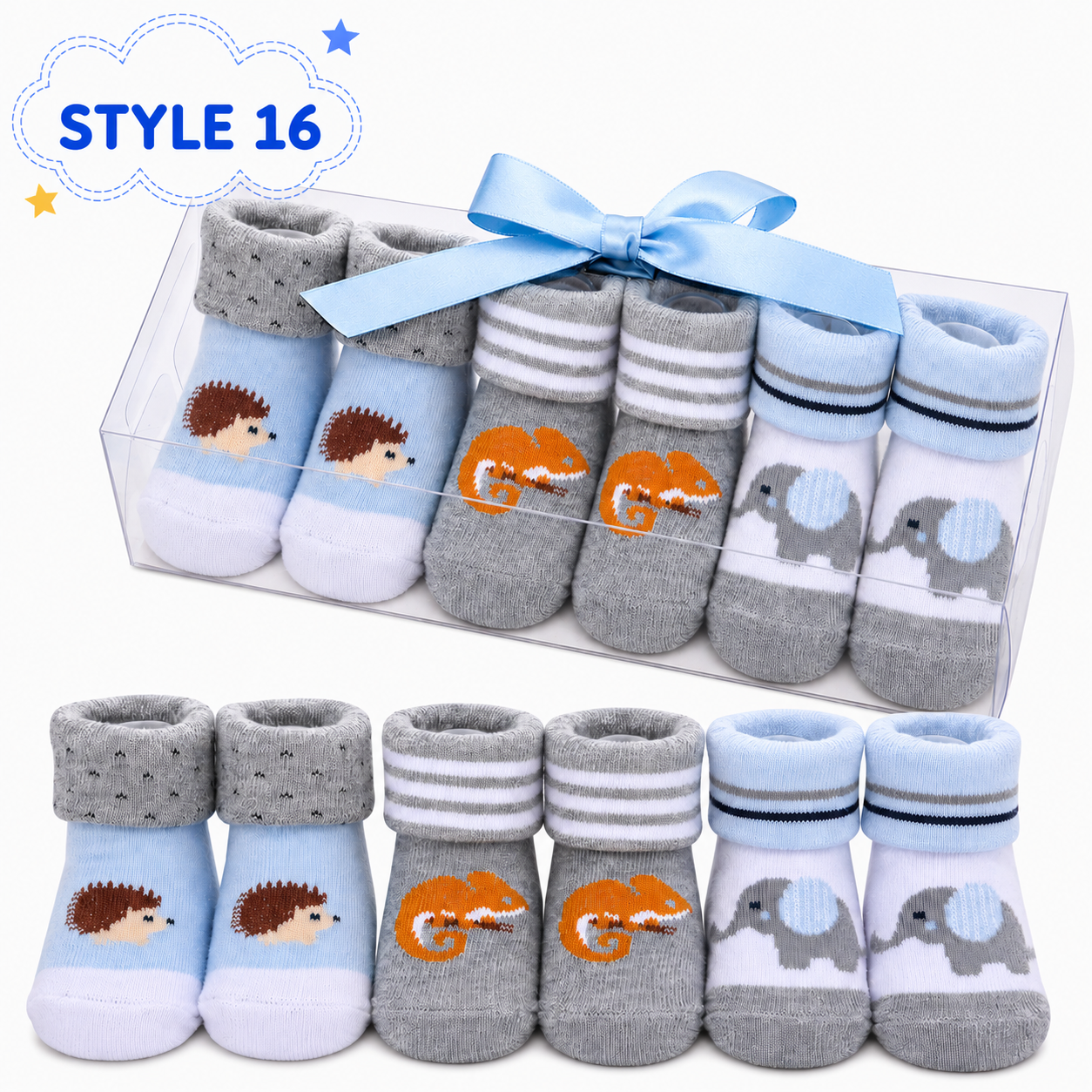 3-Pair Baby Socks Gift Set – Cute Bootie Socks for Boys & Girls