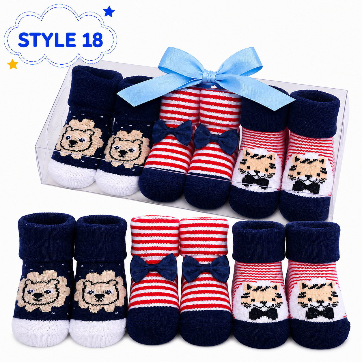 3-Pair Baby Socks Gift Set – Cute Bootie Socks for Boys & Girls