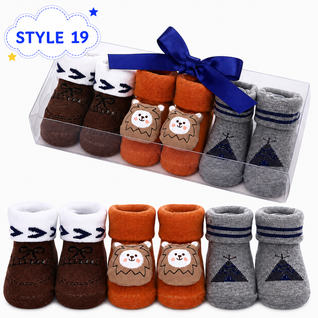 3-Pair Baby Socks Gift Set – Cute Bootie Socks for Boys & Girls