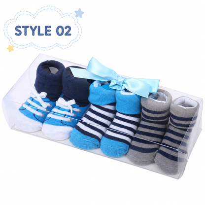 3-Pair Baby Socks Gift Set – Cute Bootie Socks for Boys & Girls