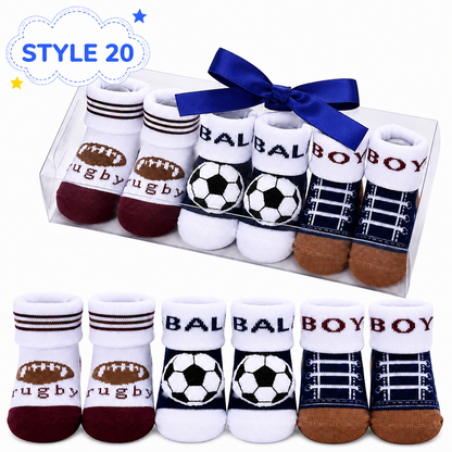 3-Pair Baby Socks Gift Set – Cute Bootie Socks for Boys & Girls