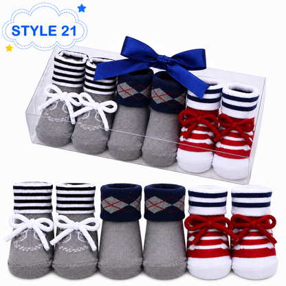 3-Pair Baby Socks Gift Set – Cute Bootie Socks for Boys & Girls