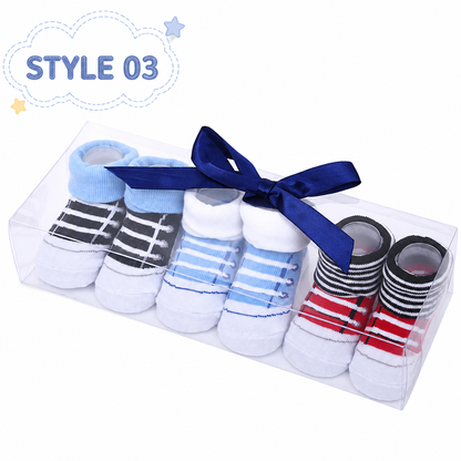 3-Pair Baby Socks Gift Set – Cute Bootie Socks for Boys & Girls
