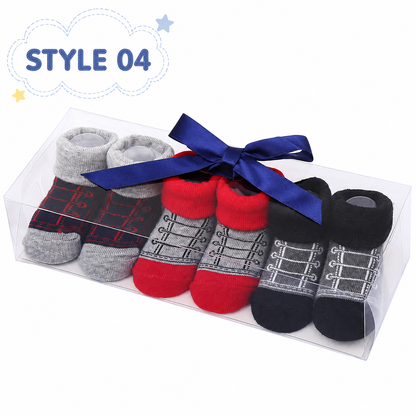 3-Pair Baby Socks Gift Set – Cute Bootie Socks for Boys & Girls