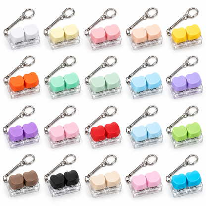 Heart Keycap Fidget Keychain Single & Double Key Clicker Keyboard Stress Relief Bag Charm