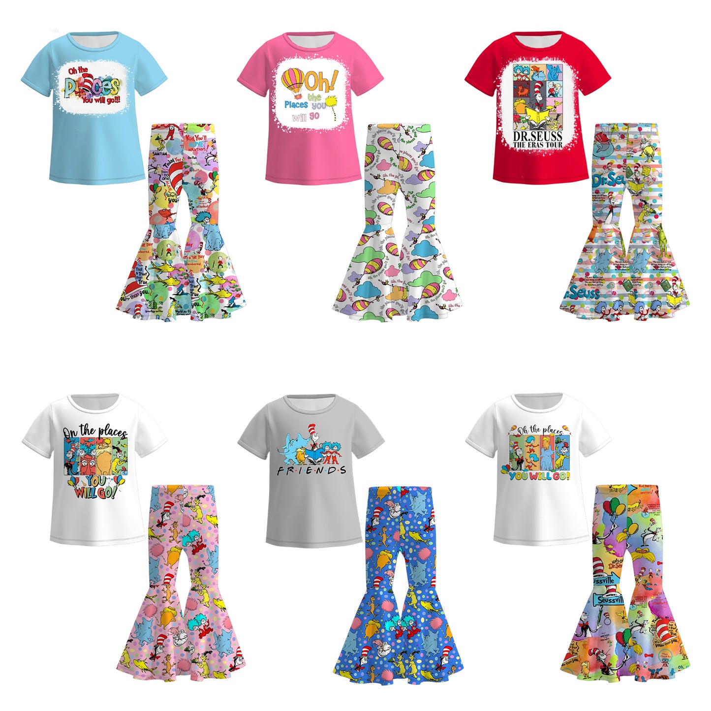 Dr.Suess Printed Cartoon Fashion Bell Pant Set Collection
