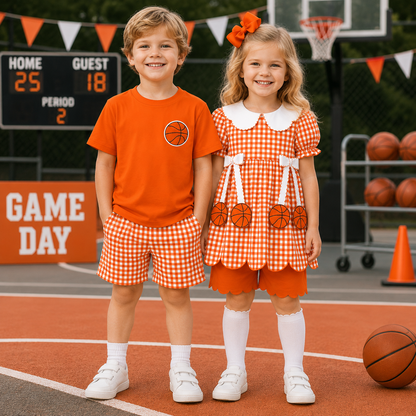 Kids Game Day Sports Gingham Matching Sets – Football, Baseball, Soccer & Basketball Outfits