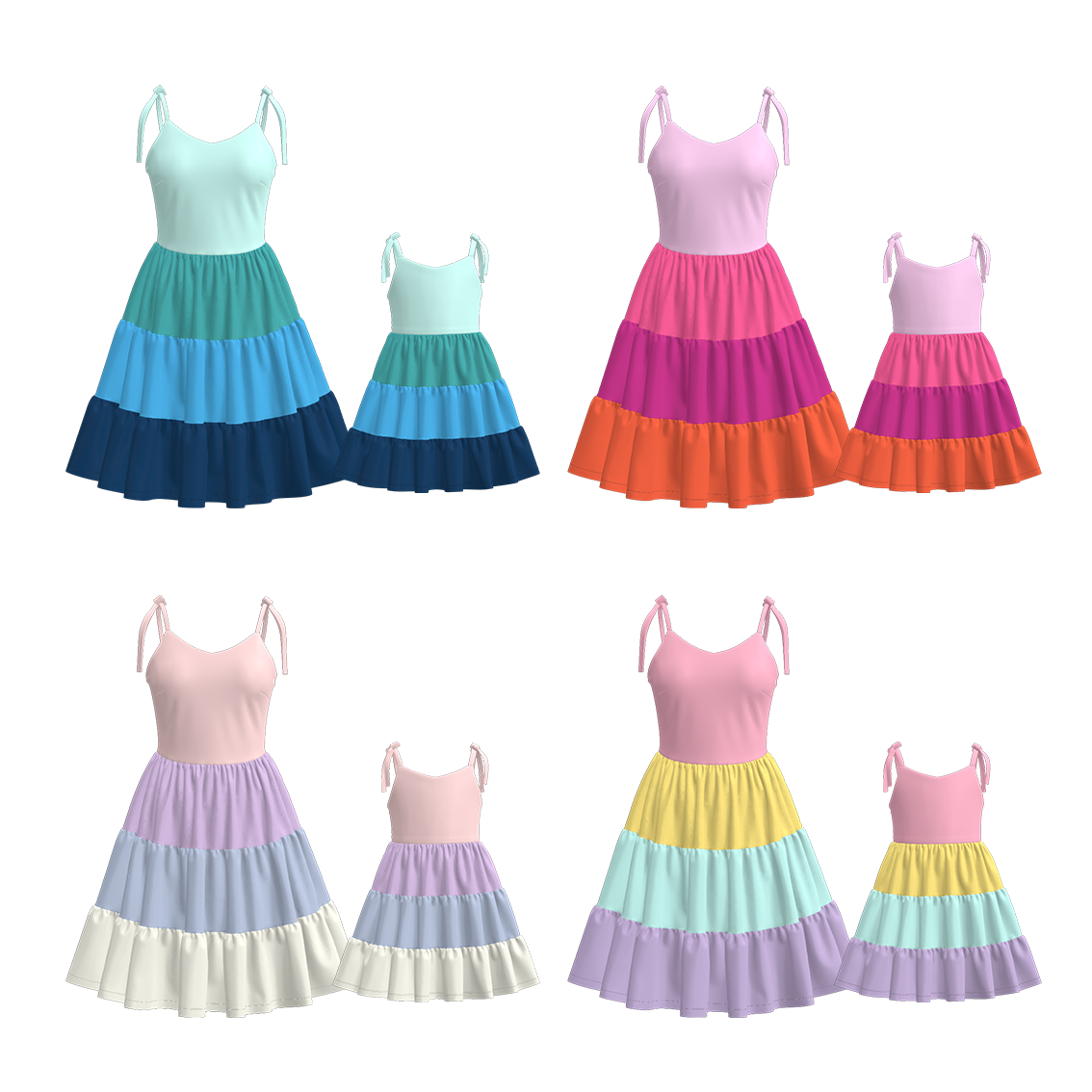 Mommy And Me Summer Soft Patchwork Slip Dress