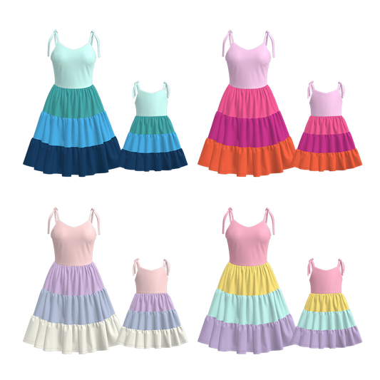 Mommy And Me Summer Soft Patchwork Slip Dress