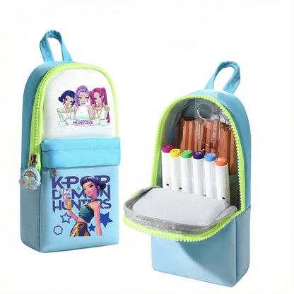 K-Pop Demon Hunters Pencil Case Large Capacity Student Pen Bag Trendy Stationery Organizer Office Supplies