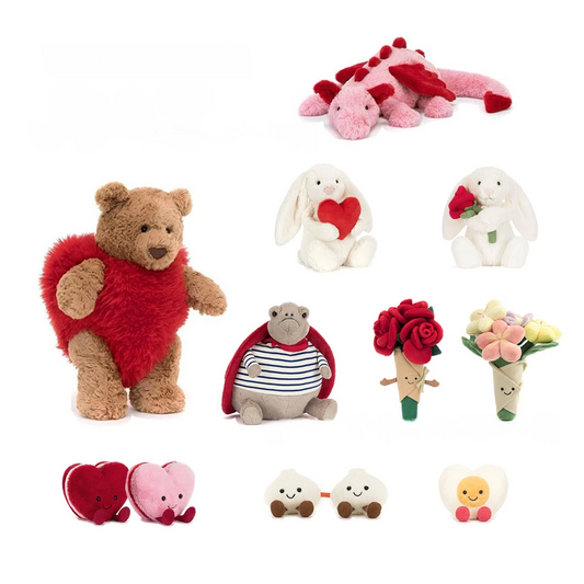 Valentine’s Day Assorted Plush Dolls Bear Bunny Heart Dragon Bouquet Styles
