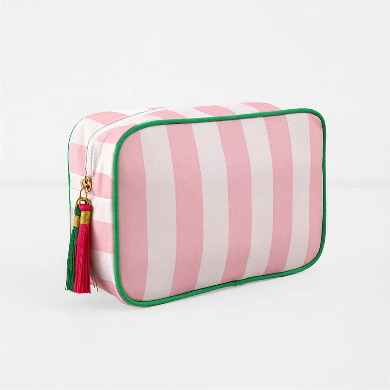Striped Cosmetic Bag – Simple & Fresh Travel Makeup and Toiletry Pouch
