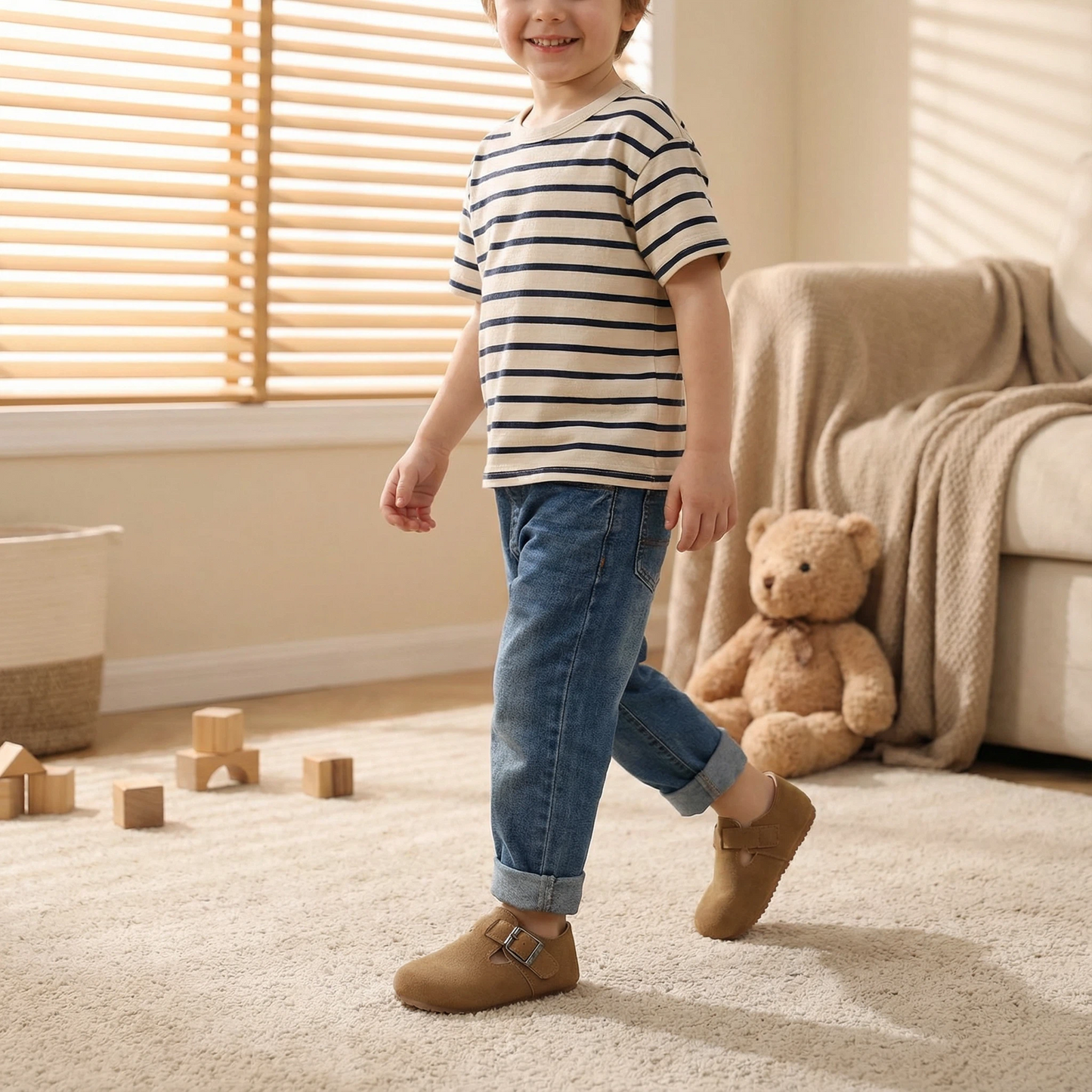 Kids’ Suede Comfort Buckle Strap Sandals – Spring & Summer Everyday Shoes