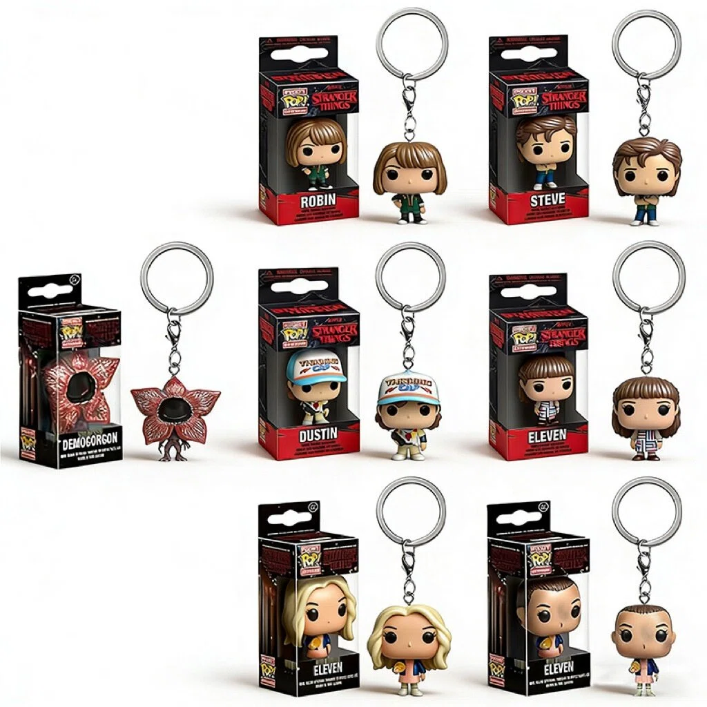 Stranger Things 5 Demogorgon Dustin & Steve Keychain – TV Series Character Key Ring