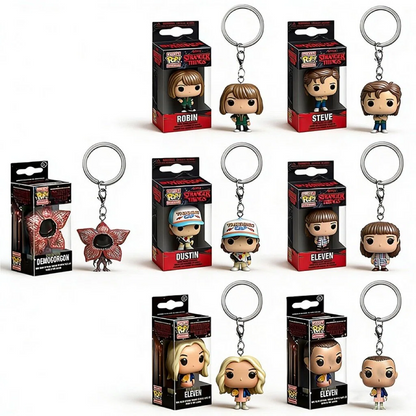 Stranger Things 5 Demogorgon Dustin & Steve Keychain – TV Series Character Key Ring