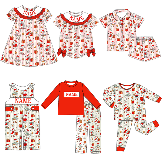 Christmas Silly Goose Print – Custom Name Embroidery Sibling Outfits
