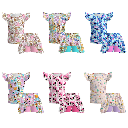 Kids Summer Character Cartoon Athletic Skirt Set Collection