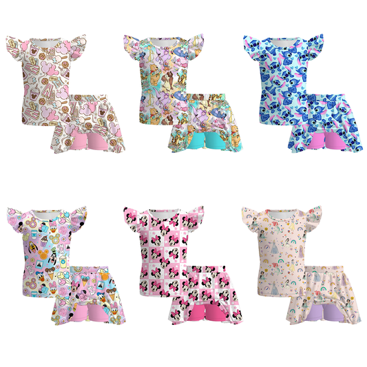Kids Summer Character Cartoon Athletic Skirt Set Collection