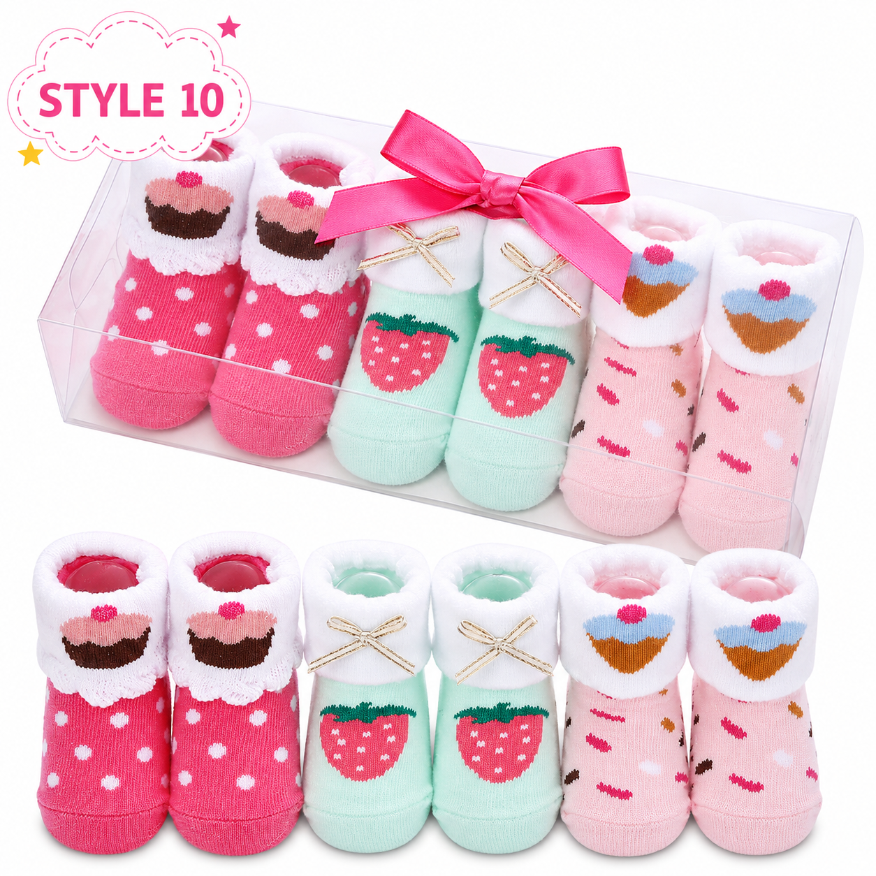 3-Pair Baby Socks Gift Set – Cute Bootie Socks for Boys & Girls
