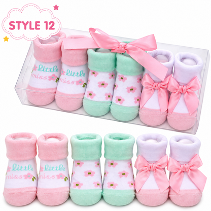 3-Pair Baby Socks Gift Set – Cute Bootie Socks for Boys & Girls