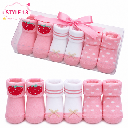 3-Pair Baby Socks Gift Set – Cute Bootie Socks for Boys & Girls