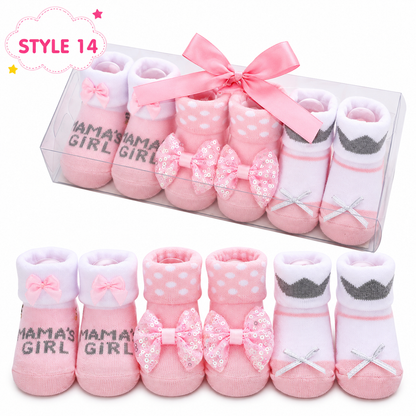 3-Pair Baby Socks Gift Set – Cute Bootie Socks for Boys & Girls