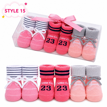3-Pair Baby Socks Gift Set – Cute Bootie Socks for Boys & Girls