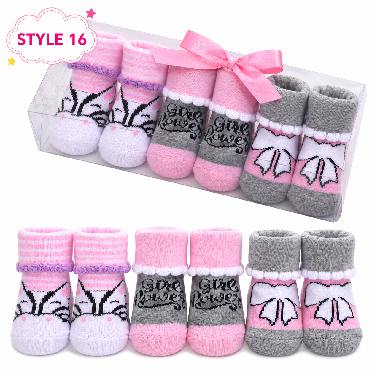 3-Pair Baby Socks Gift Set – Cute Bootie Socks for Boys & Girls