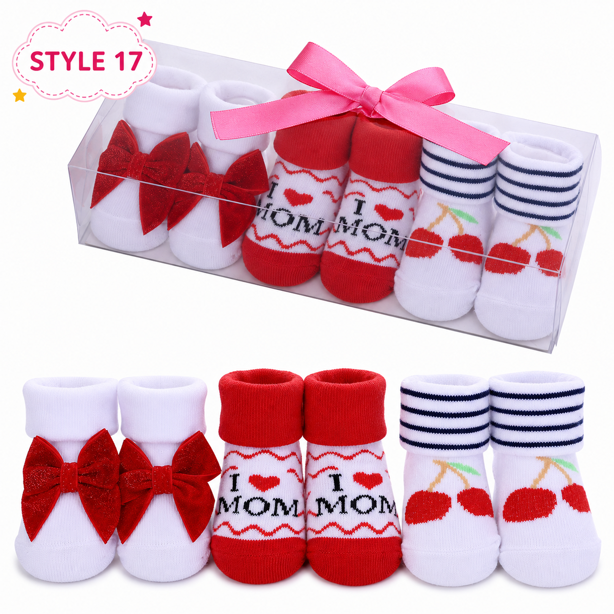 3-Pair Baby Socks Gift Set – Cute Bootie Socks for Boys & Girls