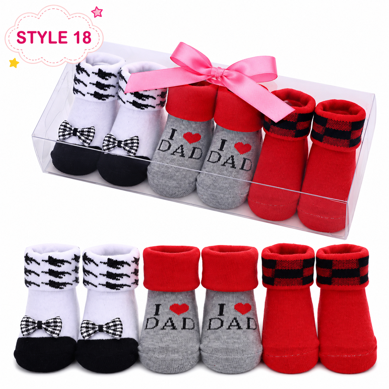 3-Pair Baby Socks Gift Set – Cute Bootie Socks for Boys & Girls