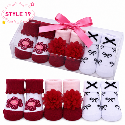3-Pair Baby Socks Gift Set – Cute Bootie Socks for Boys & Girls
