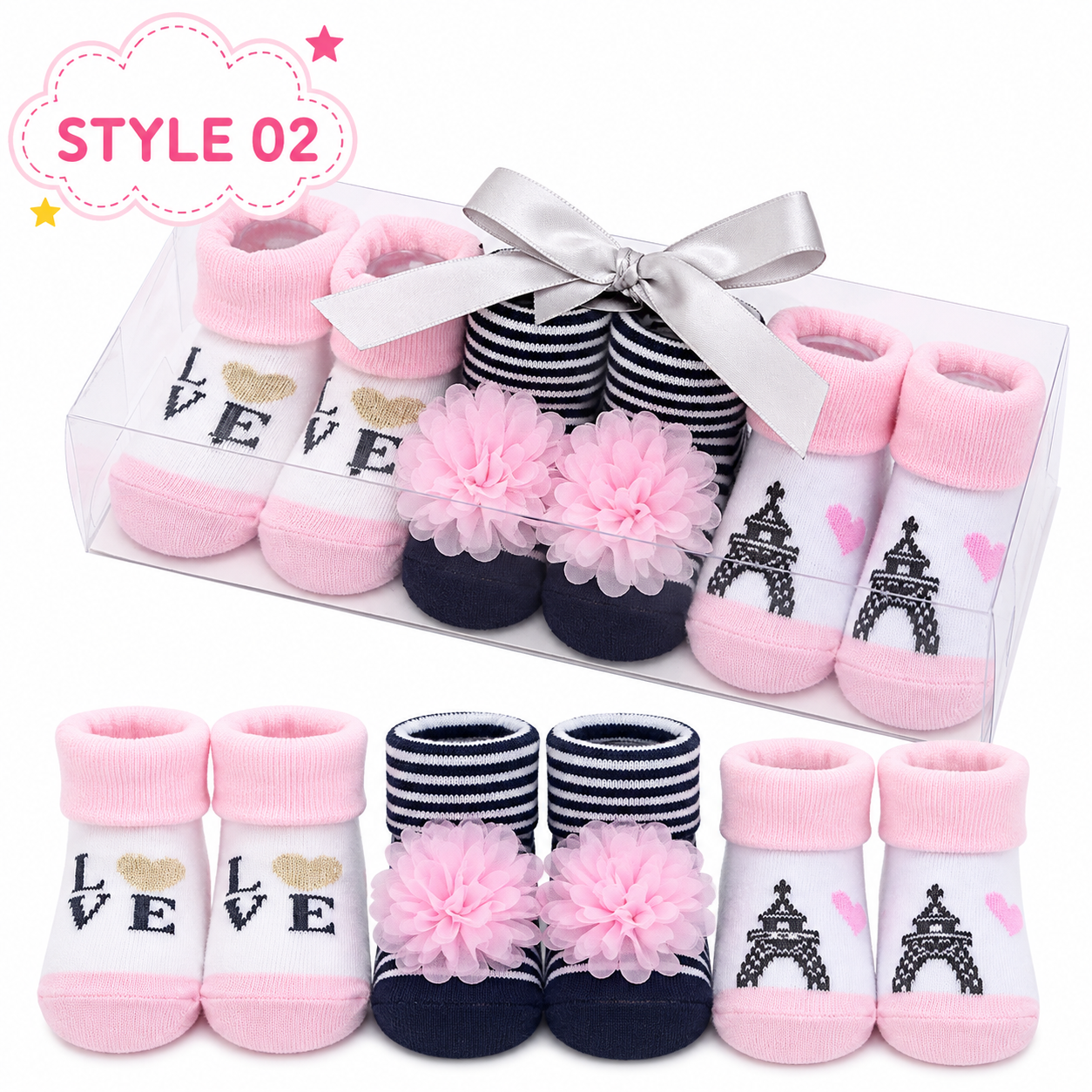 3-Pair Baby Socks Gift Set – Cute Bootie Socks for Boys & Girls