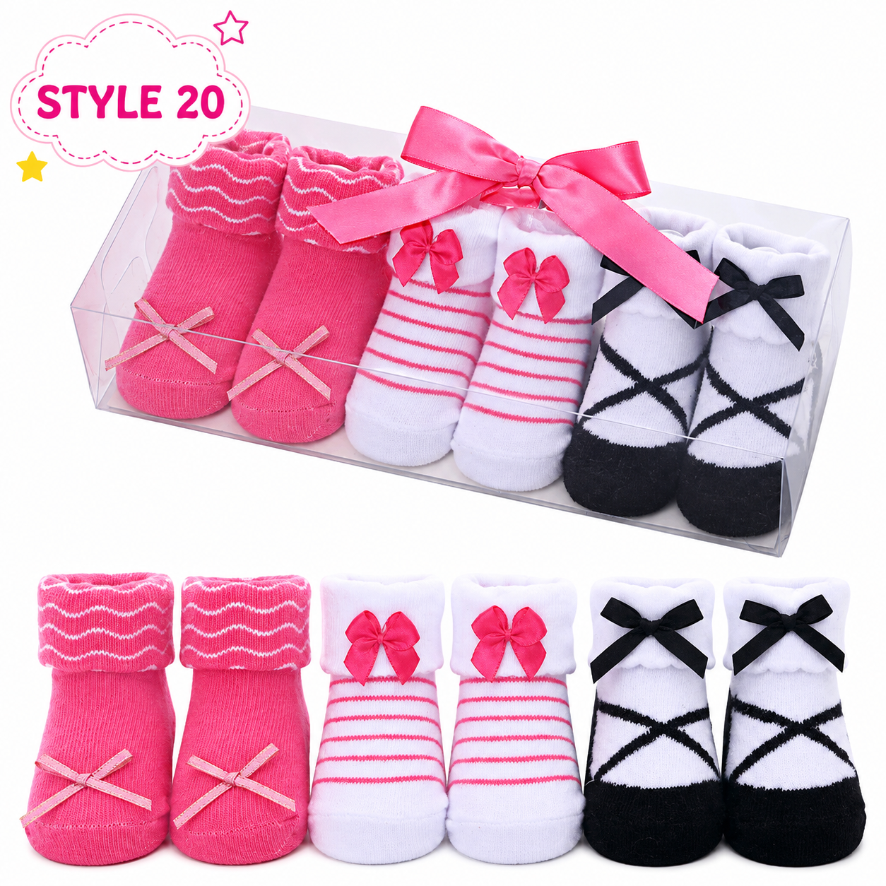 3-Pair Baby Socks Gift Set – Cute Bootie Socks for Boys & Girls
