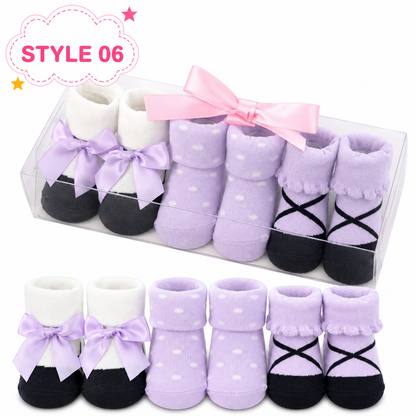 3-Pair Baby Socks Gift Set – Cute Bootie Socks for Boys & Girls
