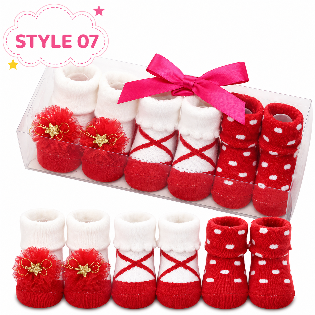 3-Pair Baby Socks Gift Set – Cute Bootie Socks for Boys & Girls
