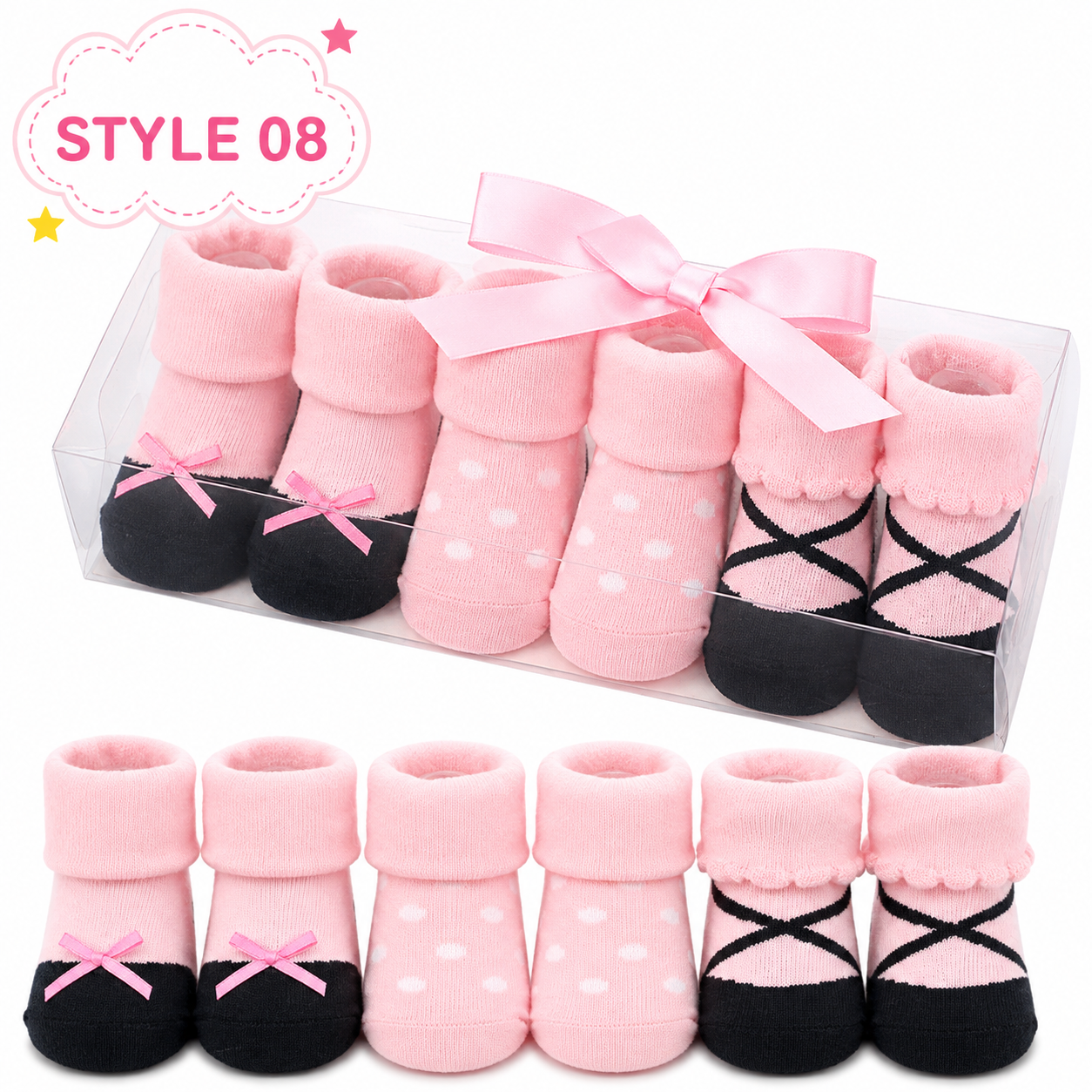 3-Pair Baby Socks Gift Set – Cute Bootie Socks for Boys & Girls