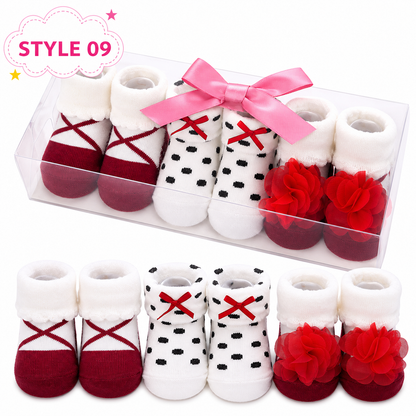 3-Pair Baby Socks Gift Set – Cute Bootie Socks for Boys & Girls