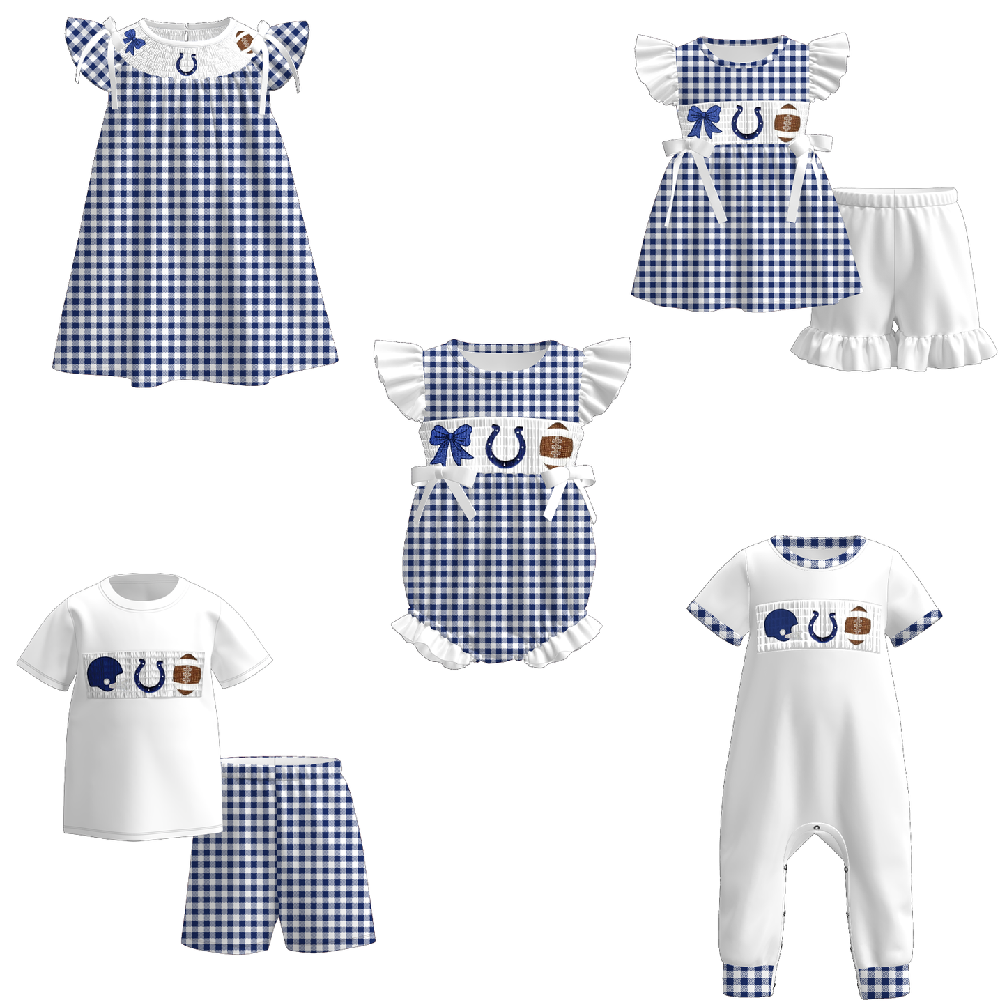Indianapolis Football Embroidered Matching Sibling Outfits