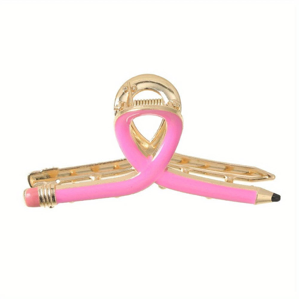 Cute Metal Pencil Hair Claw Clip – Back-to-School Gift & Creative Ponytail Holder