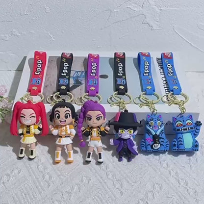 New K-Pop Demon Hunters Silicone Keychain Backpack Charm Trendy Merchandise