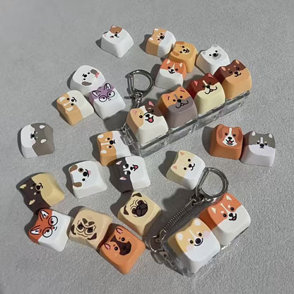 Cute Animal Dog Keycap Fidget Keychain – Pressable Bag Charm