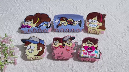 Gravity Falls Inspired Cartoon Acrylic Hair Claw Clip for Kids Animated Style Hair Accessory